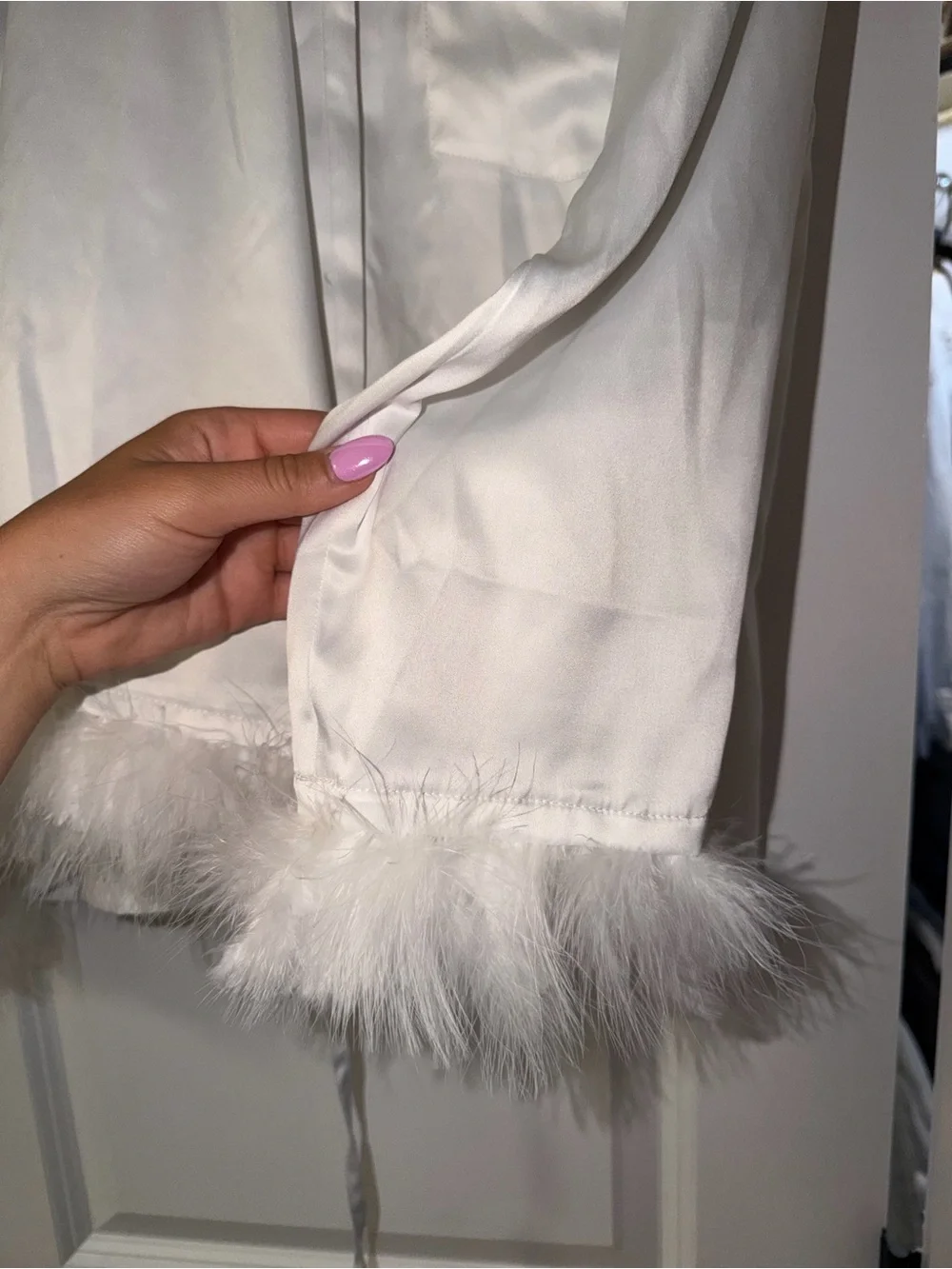 Le Rose White Satin Pajama Top